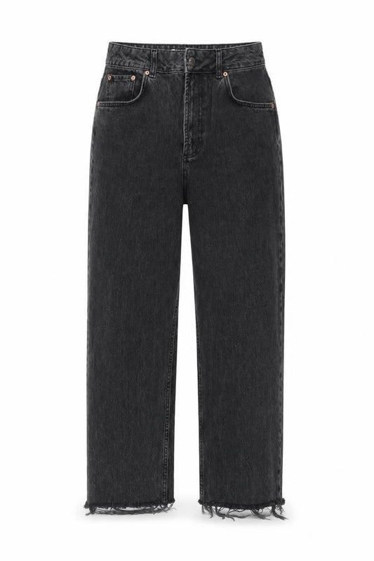 ASOS Womens Black Cotton Wide-Leg Jeans Size 30 in L32 in Regular Zip