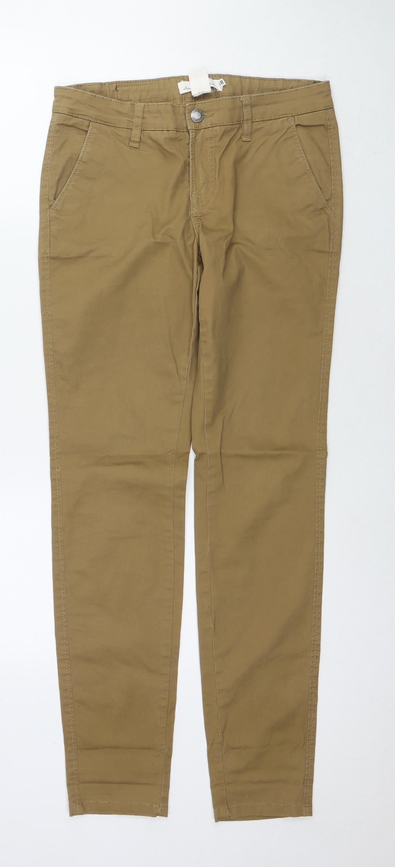 H&M Womens Brown Cotton Straight Jeans Size 8 L31 in Regular Zip