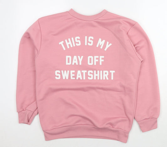 Oui Womens Pink Acrylic Pullover Sweatshirt Size S Pullover - Size S/M My Day Off Sweatshirt
