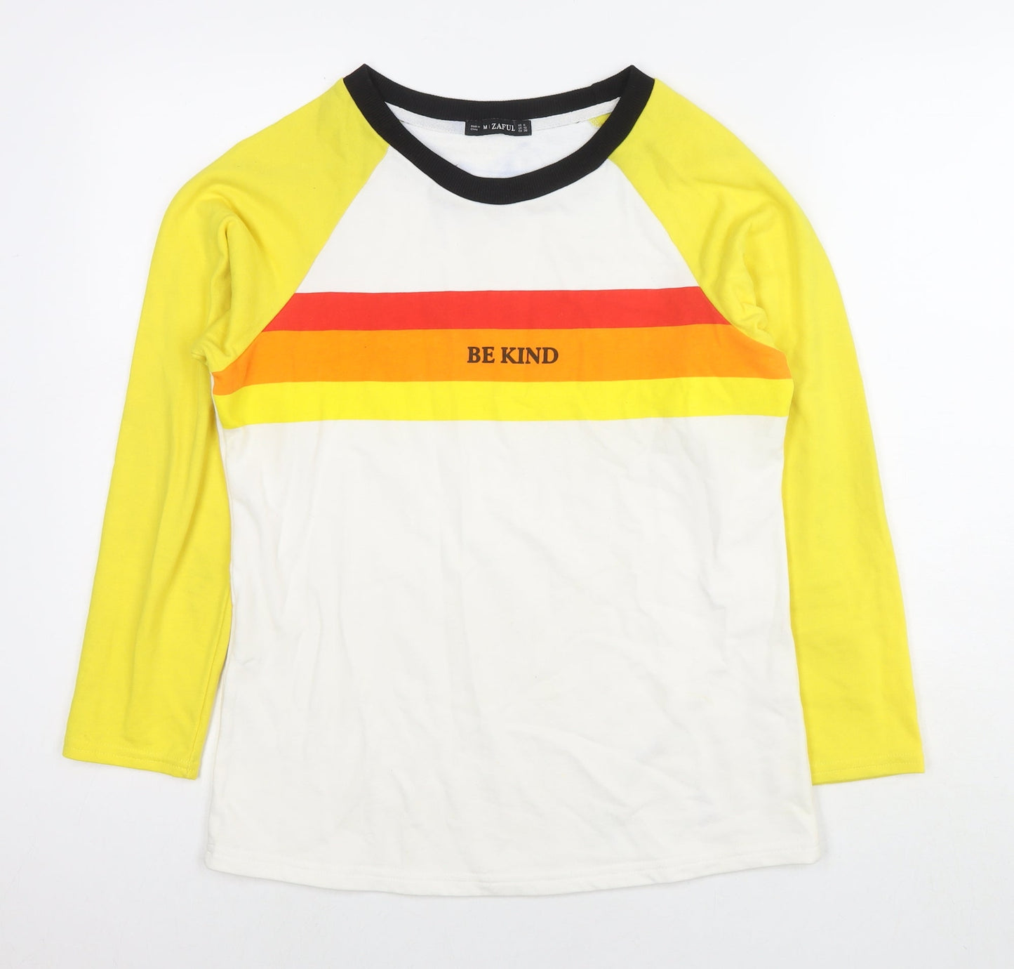Zaful Womens Multicoloured Colourblock Cotton Pullover Sweatshirt Size M Pullover - Be Kind