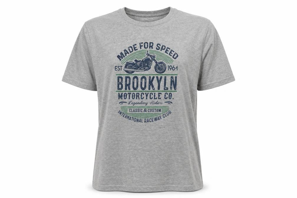 Studio Womens Grey Cotton Basic T-Shirt Size M Round Neck - Made for Speed Motorcycle