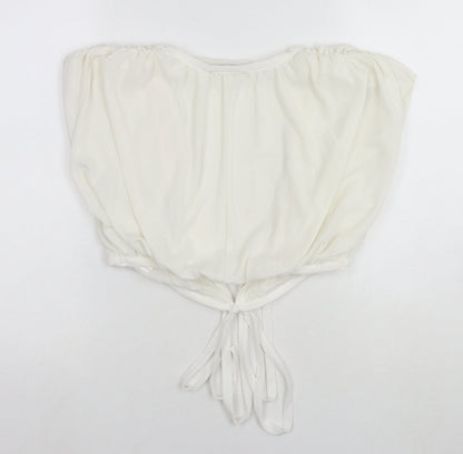 Zara Womens White Polyester Wrap Blouse Size S V-Neck