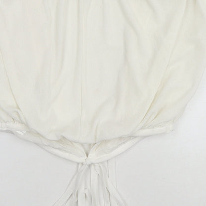 Zara Womens White Polyester Wrap Blouse Size S V-Neck