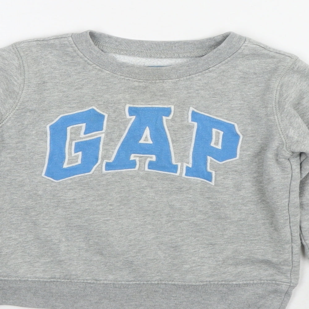 Gap Girls Grey Cotton Pullover Sweatshirt Size 2 Years Pullover - Logo