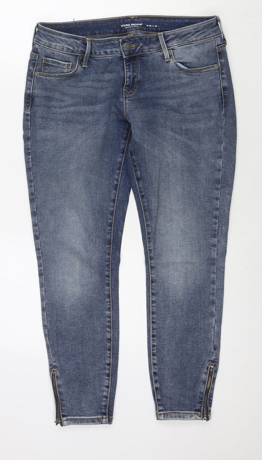 VERO MODA Womens Blue Cotton Skinny Jeans Size 30 in L30 in Regular Zip