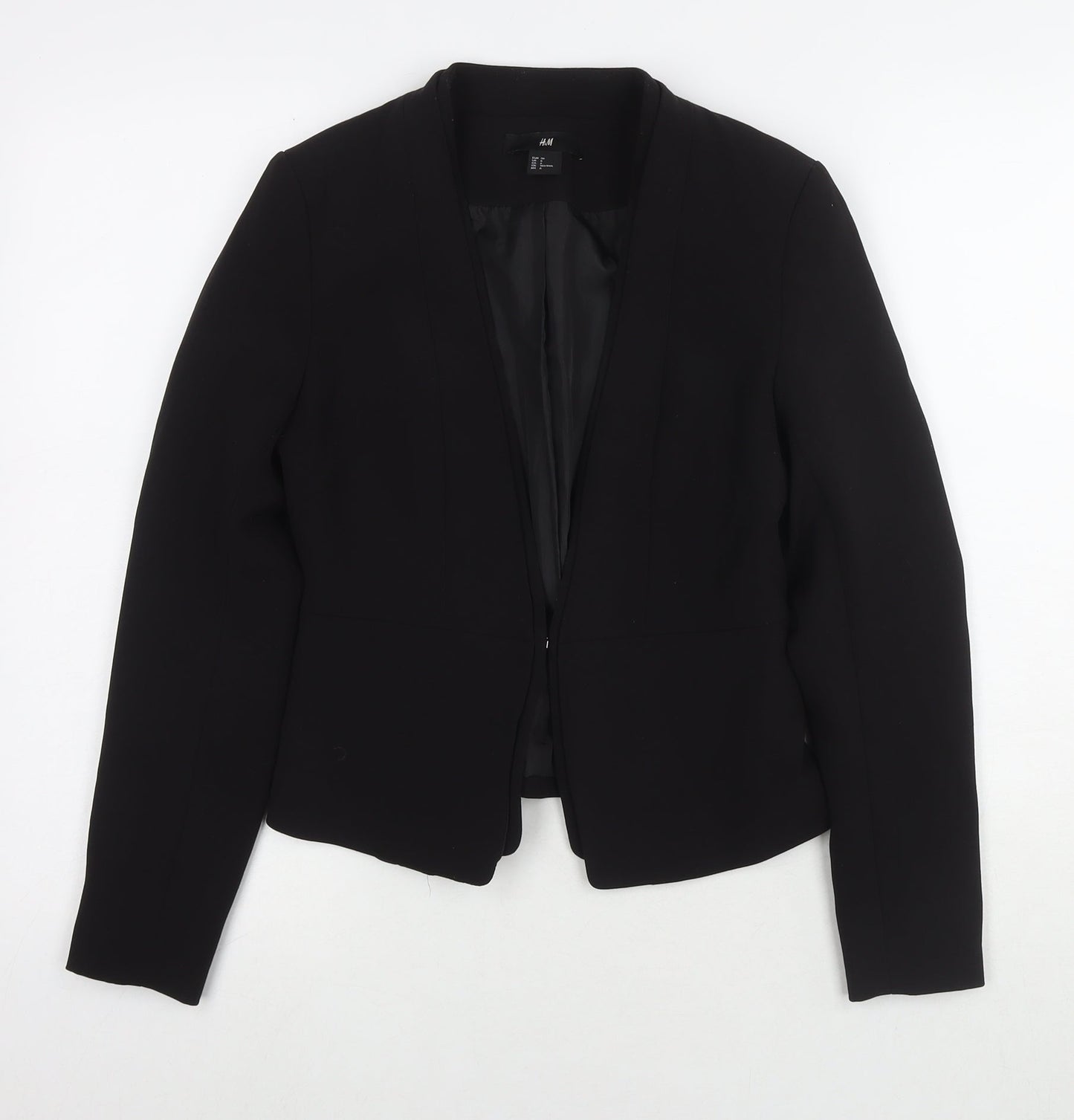 H&M Womens Black Jacket Blazer Size 8 Hook & Eye
