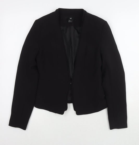H&M Womens Black Jacket Blazer Size 8 Hook & Eye