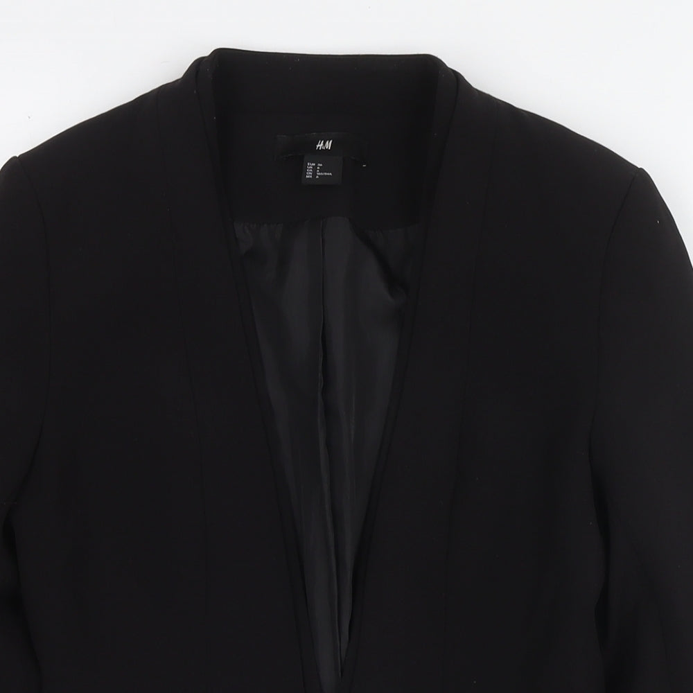 H&M Womens Black Jacket Blazer Size 8 Hook & Eye