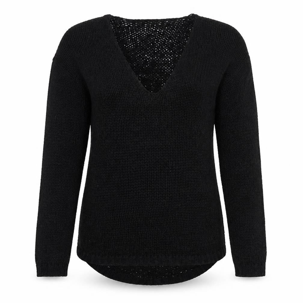 H&M Womens Black V-Neck Acrylic Pullover Jumper Size S