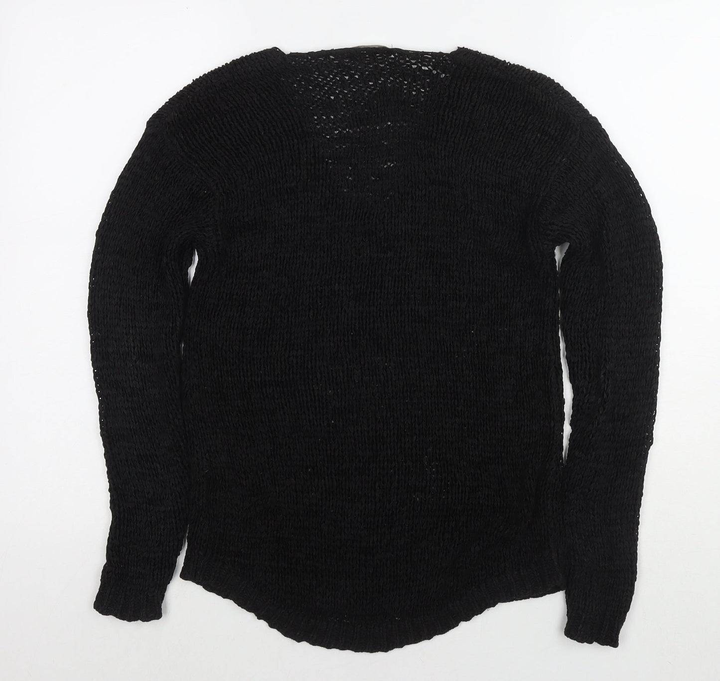 H&M Womens Black V-Neck Acrylic Pullover Jumper Size S