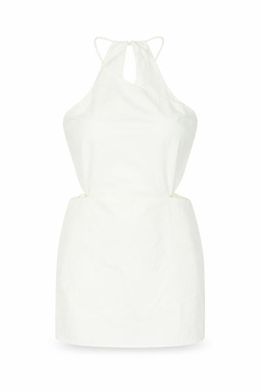 Stradivarius Womens White Polyester Mini Size L Round Neck Zip - Cut Out Detail