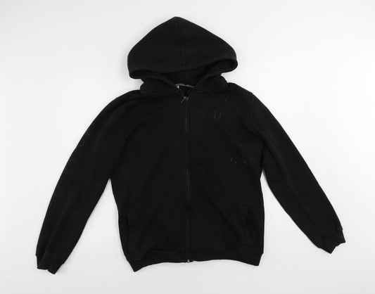 Holyfield Womens Black Cotton Full Zip Hoodie Size L Zip - Logo Vintage