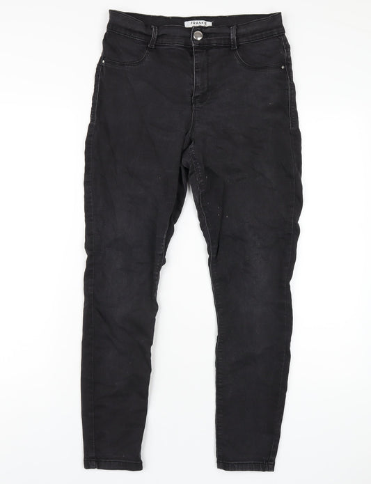 Dorothy Perkins Womens Black Cotton Skinny Jeans Size 12 L28 in Regular Zip
