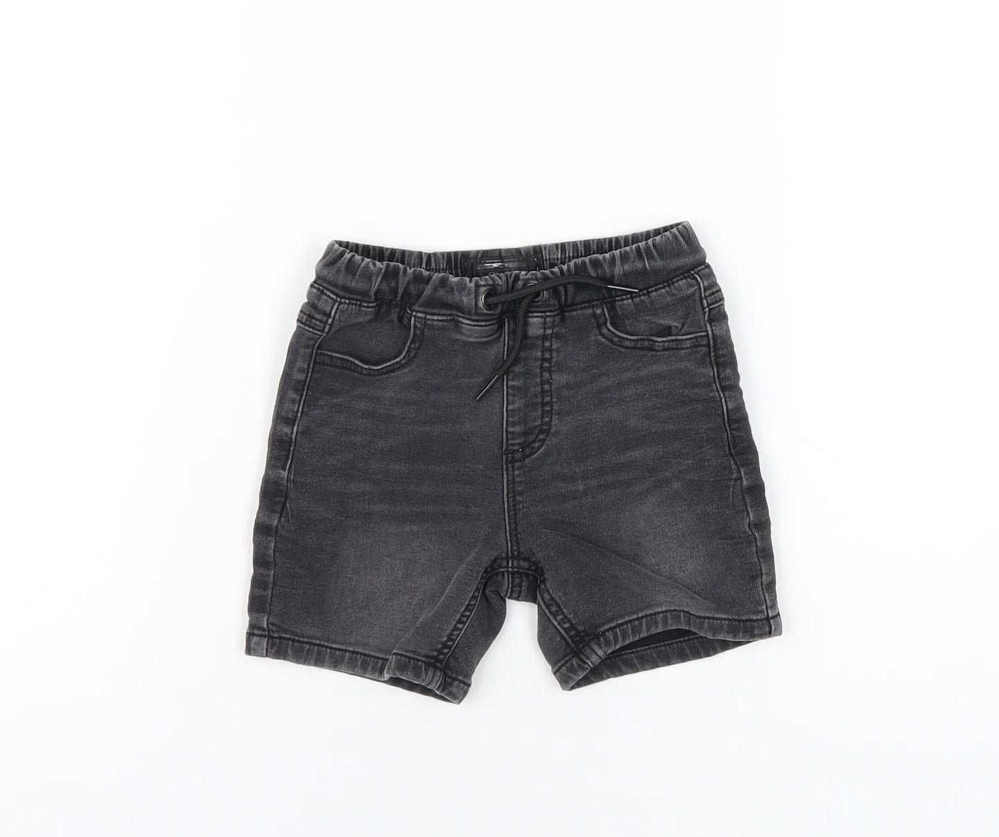 NEXT Boys Black Cotton Bermuda Shorts Size 2 Years Regular Drawstring