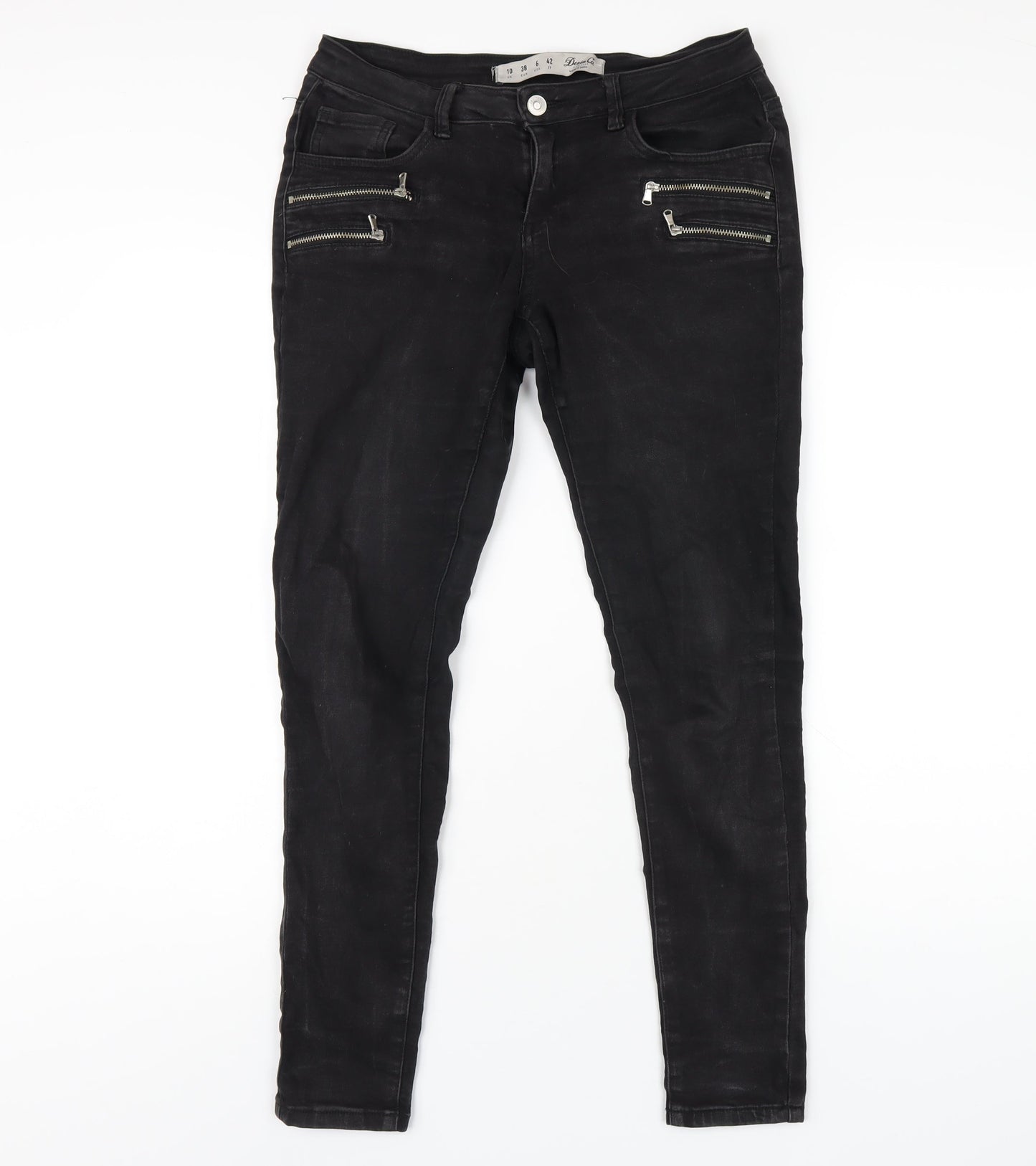 Denim & Co. Womens Black Cotton Skinny Jeans Size 10 L29 in Regular Zip