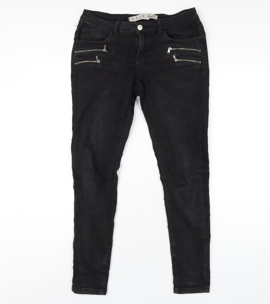 Denim & Co. Womens Black Cotton Skinny Jeans Size 10 L29 in Regular Zip
