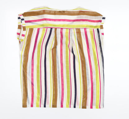Next Womens Multicoloured Striped Polyester Basic T-Shirt Size 12 Round Neck