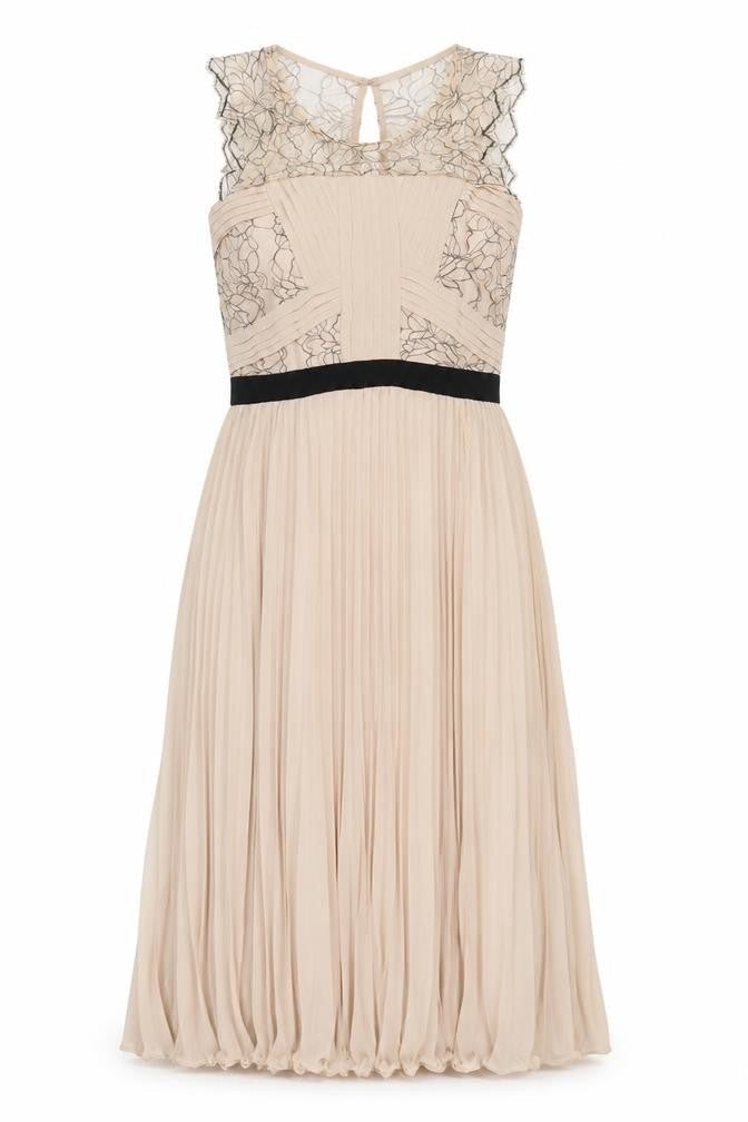 Monsoon Womens Beige Nylon A-Line Size 10 Round Neck Zip