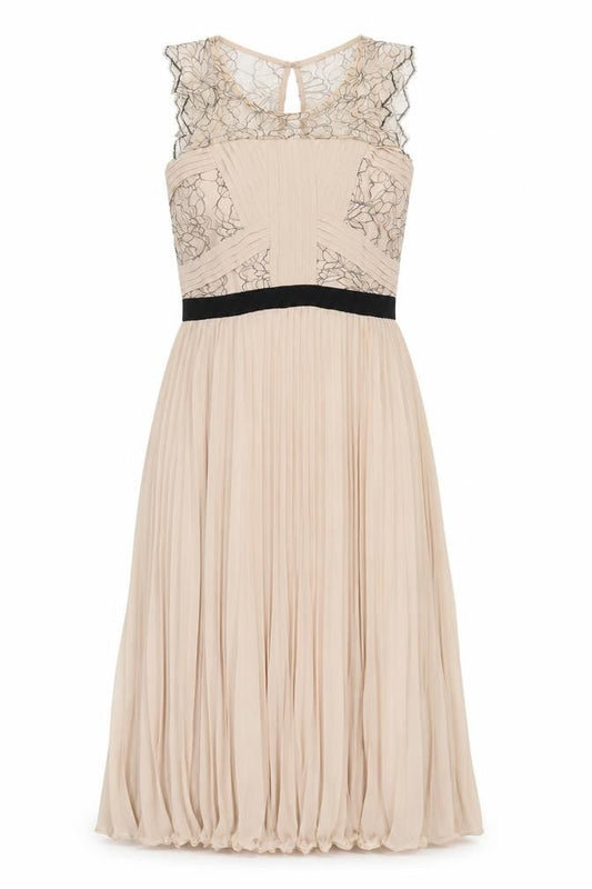 Monsoon Womens Beige Nylon A-Line Size 10 Round Neck Zip