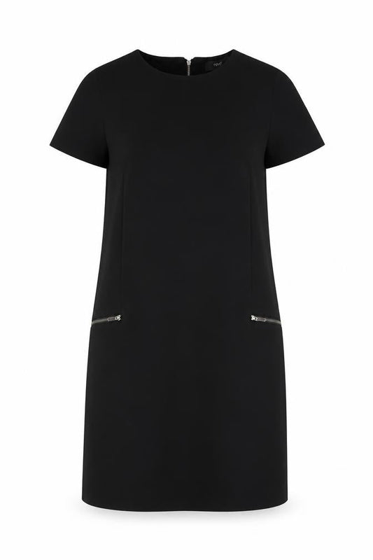 Next Womens Black Polyester A-Line Size 12 Round Neck Zip