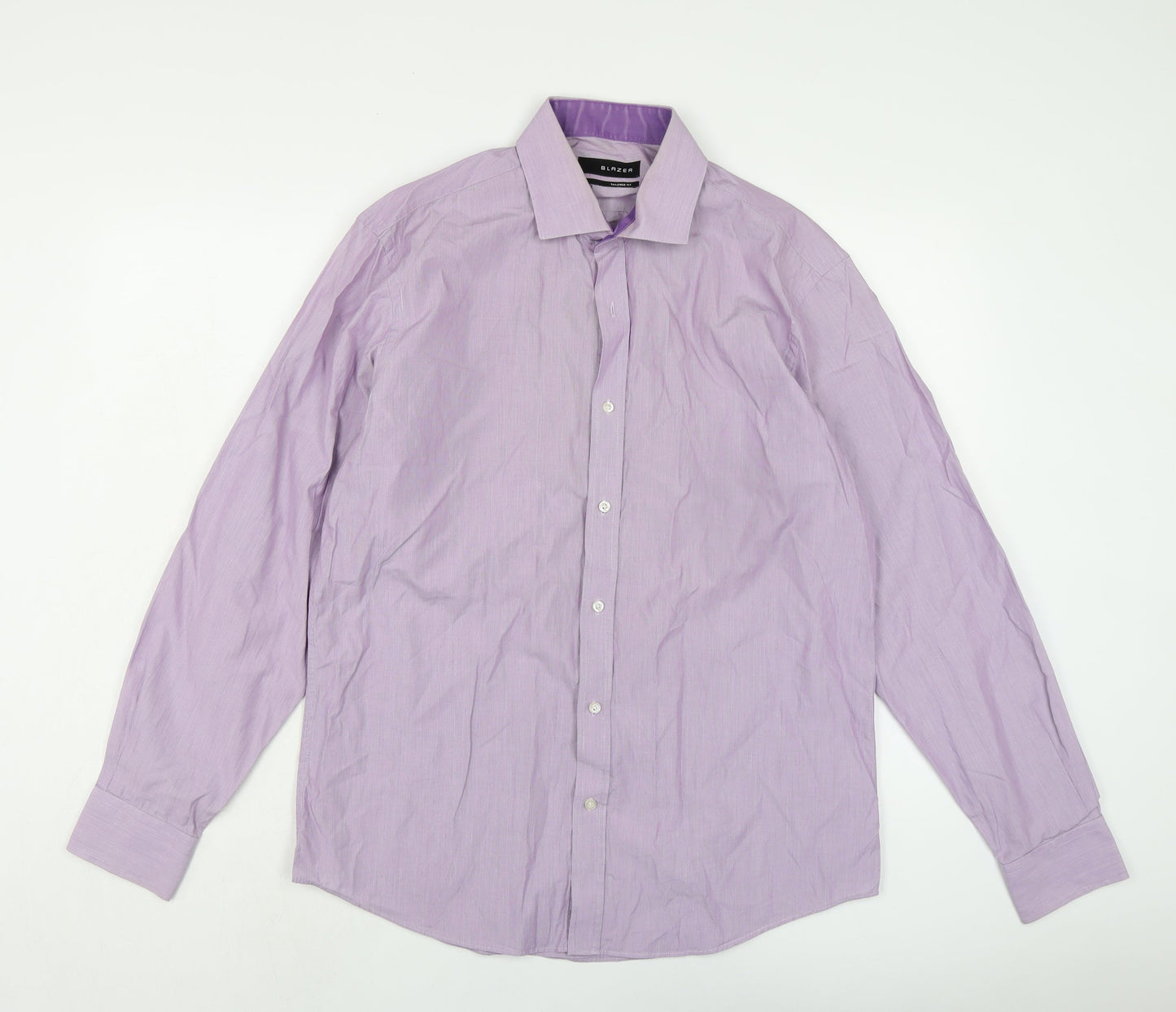 Blazer Mens Purple Cotton Button-Up Size 16 Collared Button