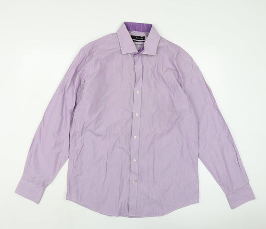 Blazer Mens Purple Cotton Button-Up Size 16 Collared Button