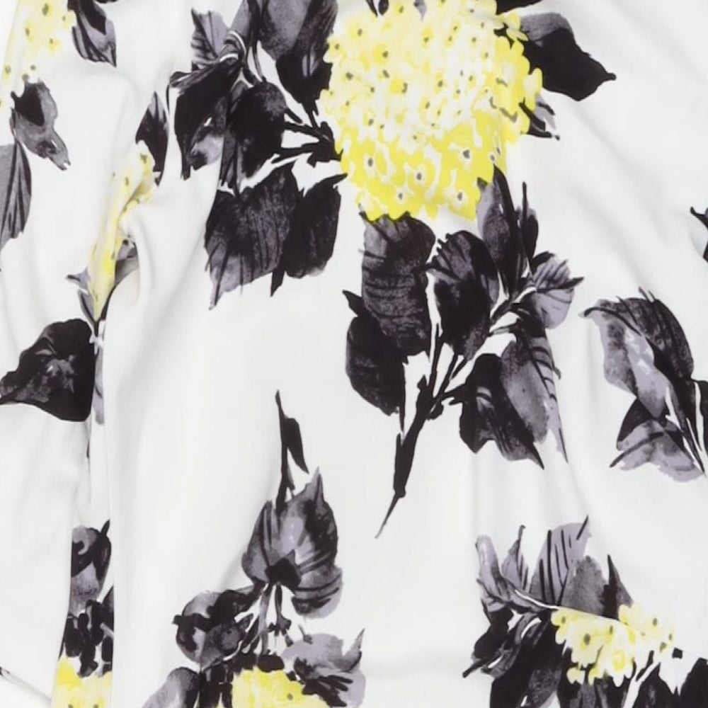 Jessica Howard Womens White Floral Polyester Pencil Dress Size 16 Round Neck Zip