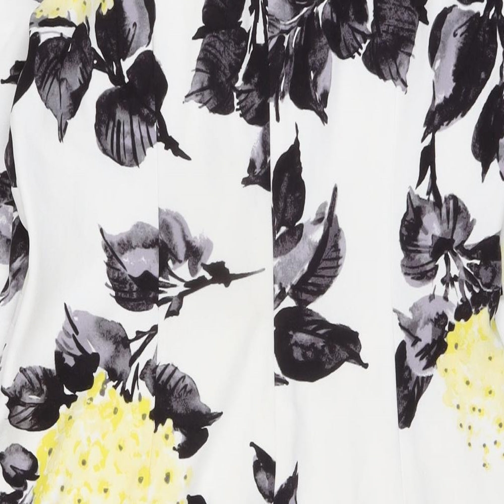 Jessica Howard Womens White Floral Polyester Pencil Dress Size 16 Round Neck Zip