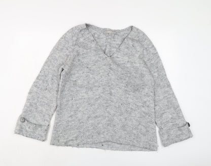 Next Womens Grey V-Neck Acrylic Pullover Jumper Size S