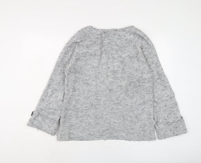 Next Womens Grey V-Neck Acrylic Pullover Jumper Size S