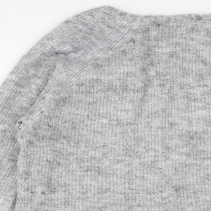 Next Womens Grey V-Neck Acrylic Pullover Jumper Size S