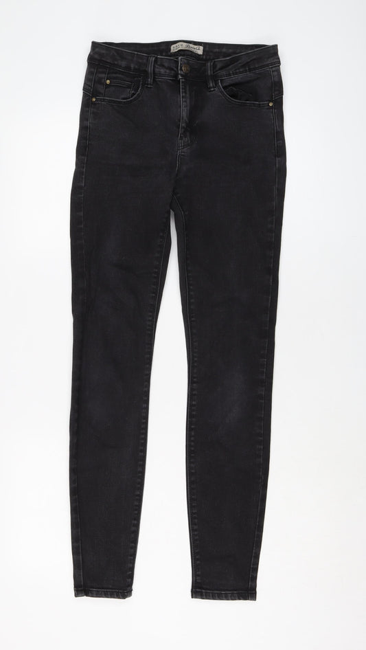 Denim & Co. Womens Grey Cotton Skinny Jeans Size 10 L29 in Regular Button