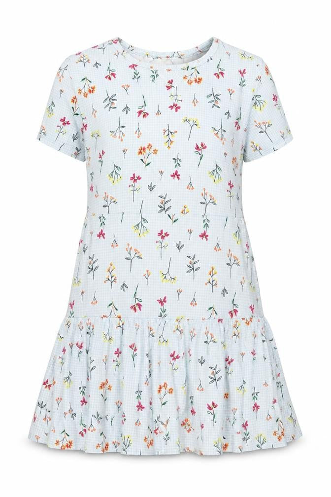 Land's End Womens Blue Floral Cotton A-Line Size S V-Neck Pullover