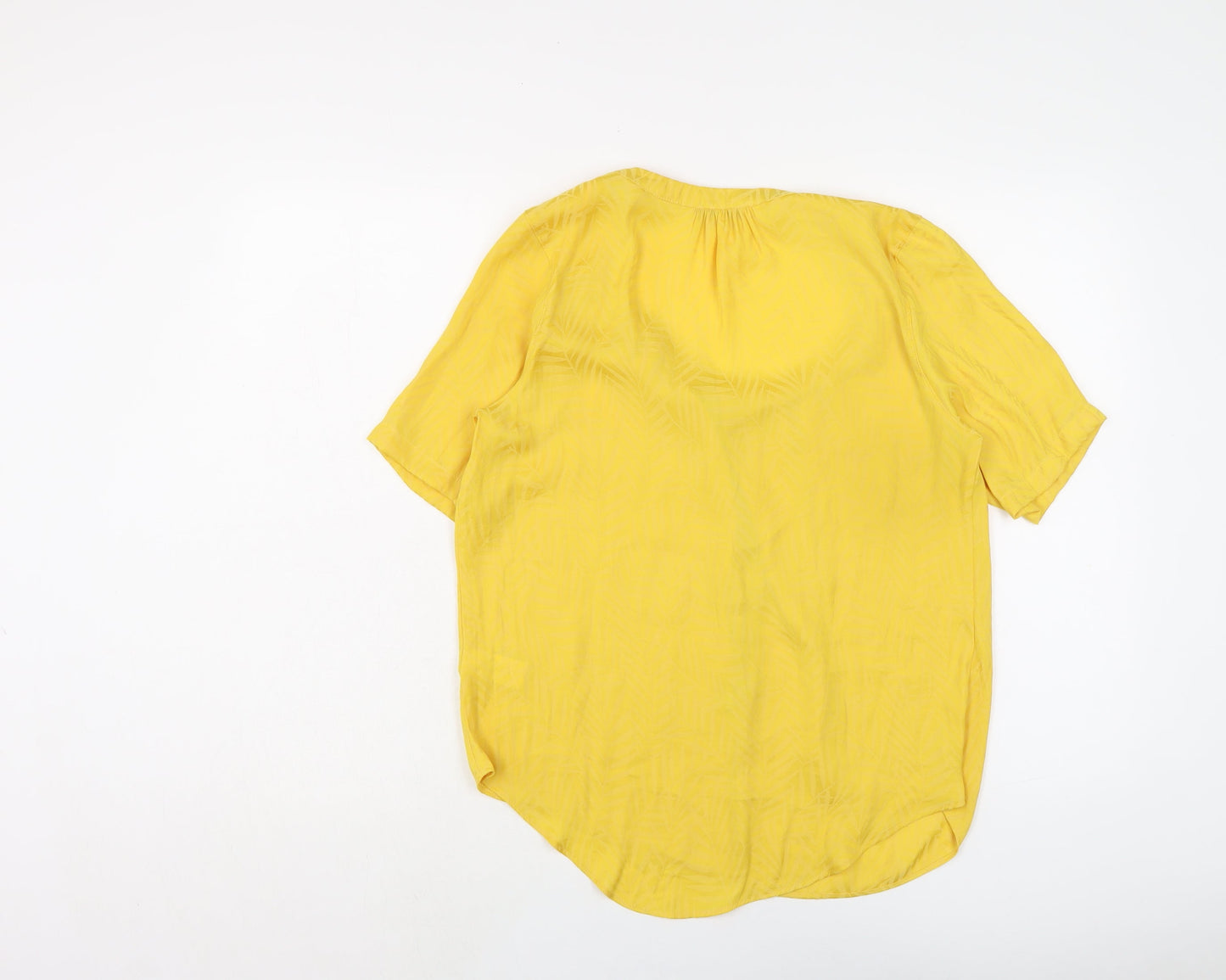 NEXT Womens Yellow Polyester Basic Button-Up Size 8 Round Neck