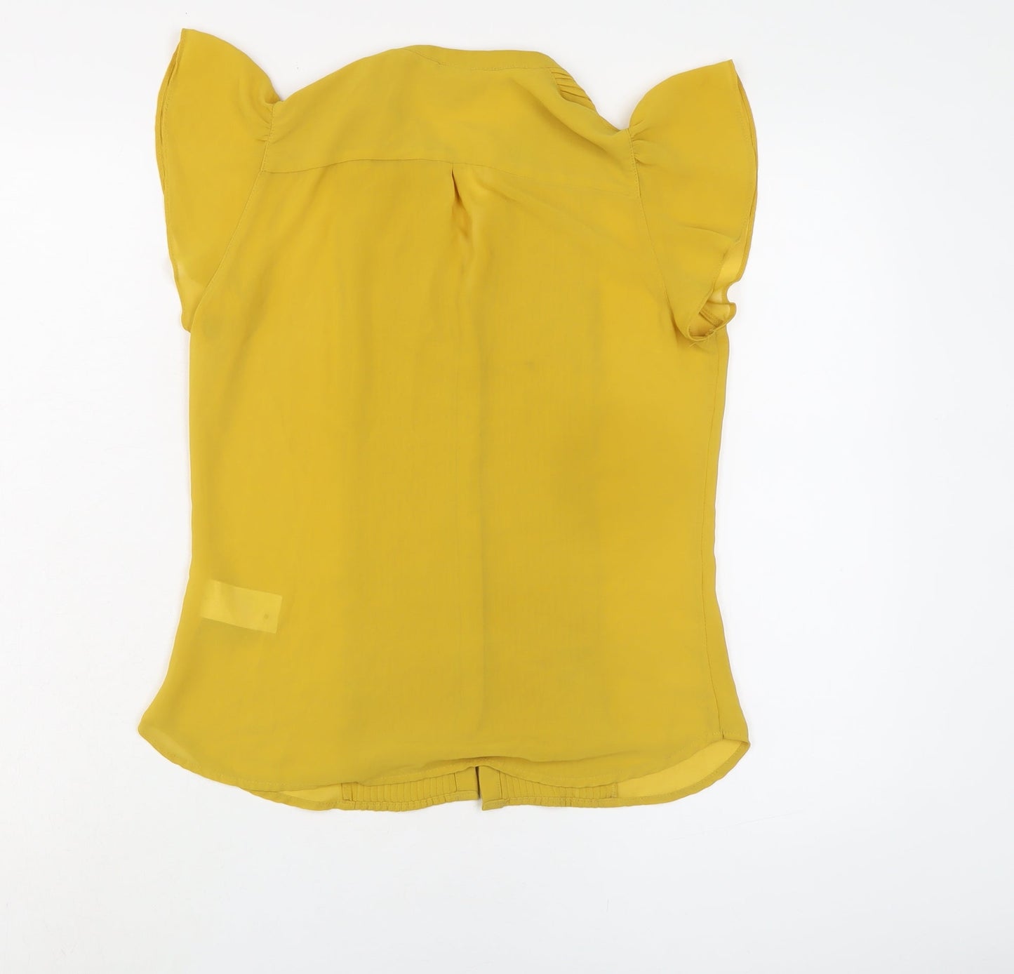 H&M Womens Yellow Polyester Basic Blouse Size 6 V-Neck