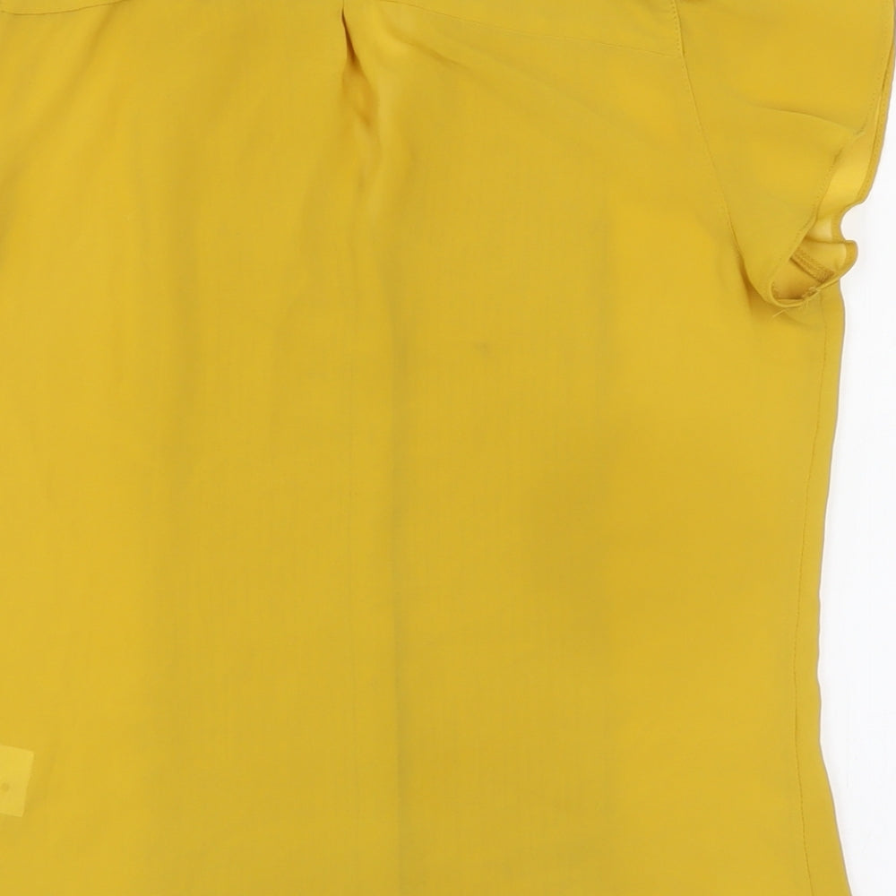 H&M Womens Yellow Polyester Basic Blouse Size 6 V-Neck
