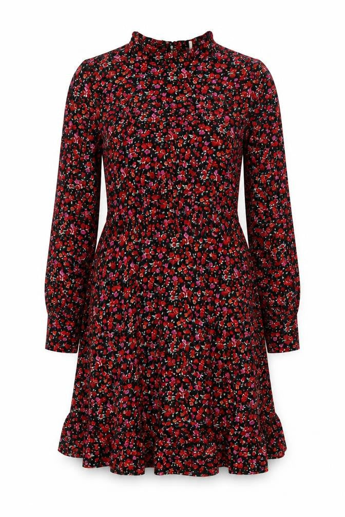Oasis Womens Multicoloured Floral Polyester A-Line Size M Mock Neck Button