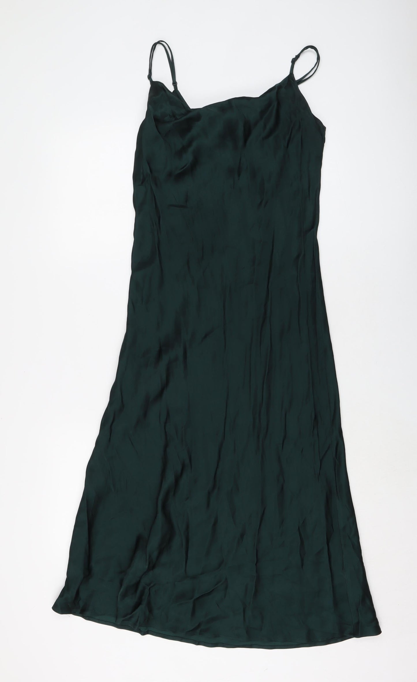 Zara Womens Green Viscose A-Line Size S Collared Zip