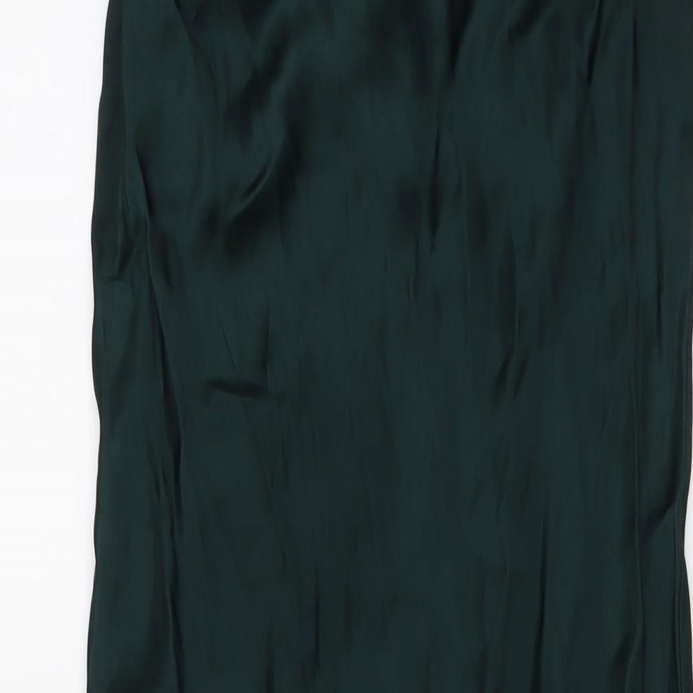 Zara Womens Green Viscose A-Line Size S Collared Zip