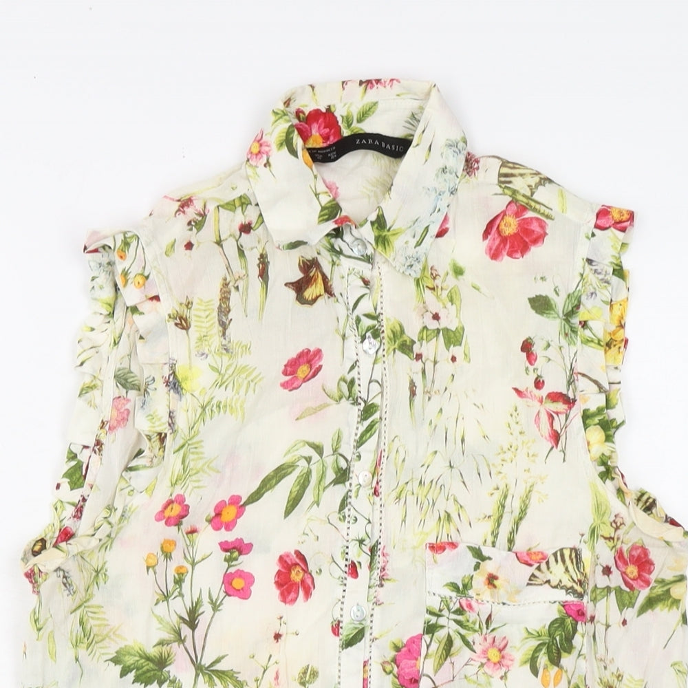 Zara Womens Multicoloured Fair Isle Polyester Basic Blouse Size XS Collared