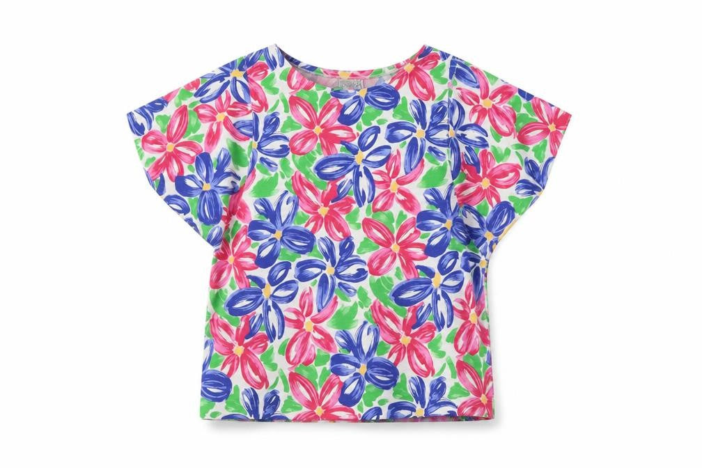 Para Womens Multicoloured Floral Polyester Basic T-Shirt Size M Round Neck