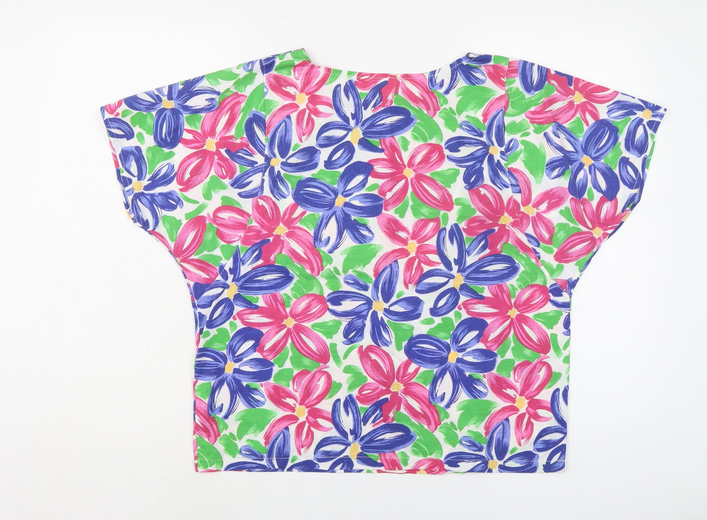 Para Womens Multicoloured Floral Polyester Basic T-Shirt Size M Round Neck