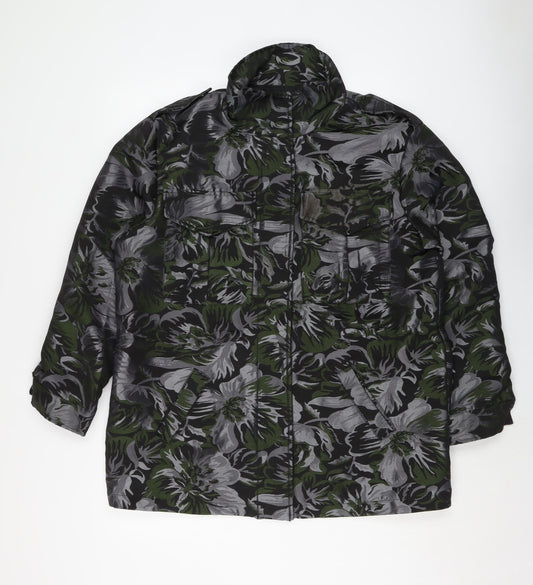 NEXT Womens Grey Floral Jacket Size 14 Zip