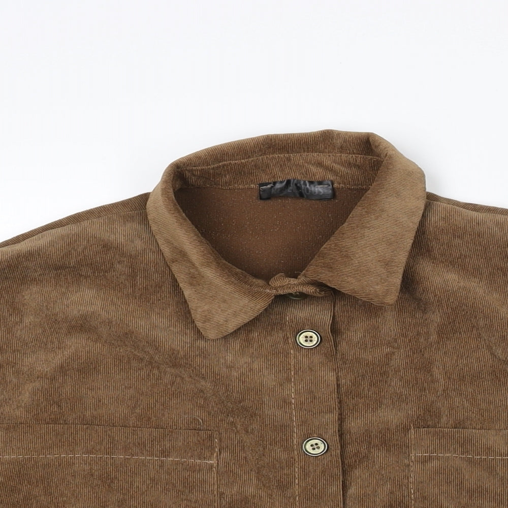 Rebellious Womens Brown Polyester Basic Button-Up Size 8 Collared