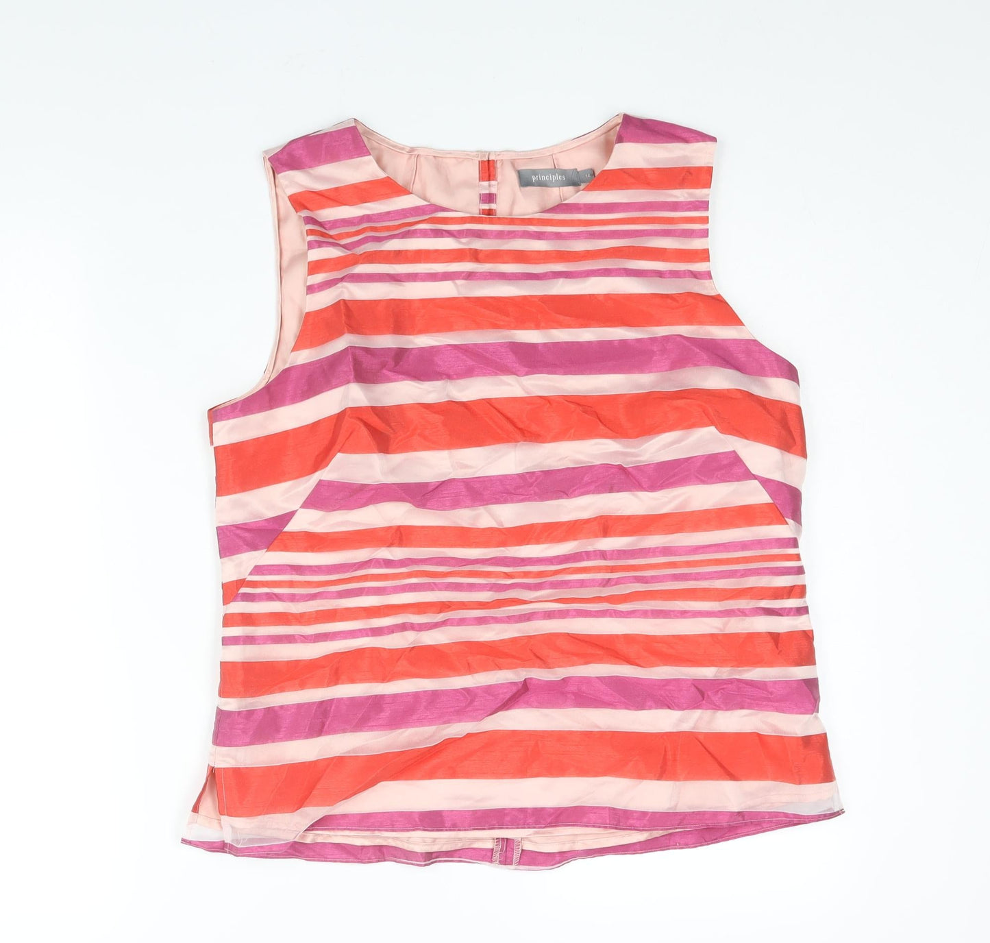 Principles Womens Multicoloured Striped Polyester Camisole Blouse Size 14 Round Neck