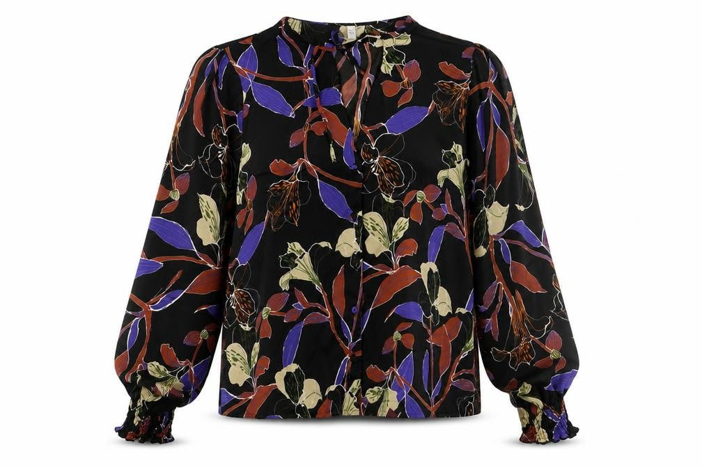 Mango Womens Multicoloured Floral Polyester Basic Blouse Size S V-Neck - Tie Detail