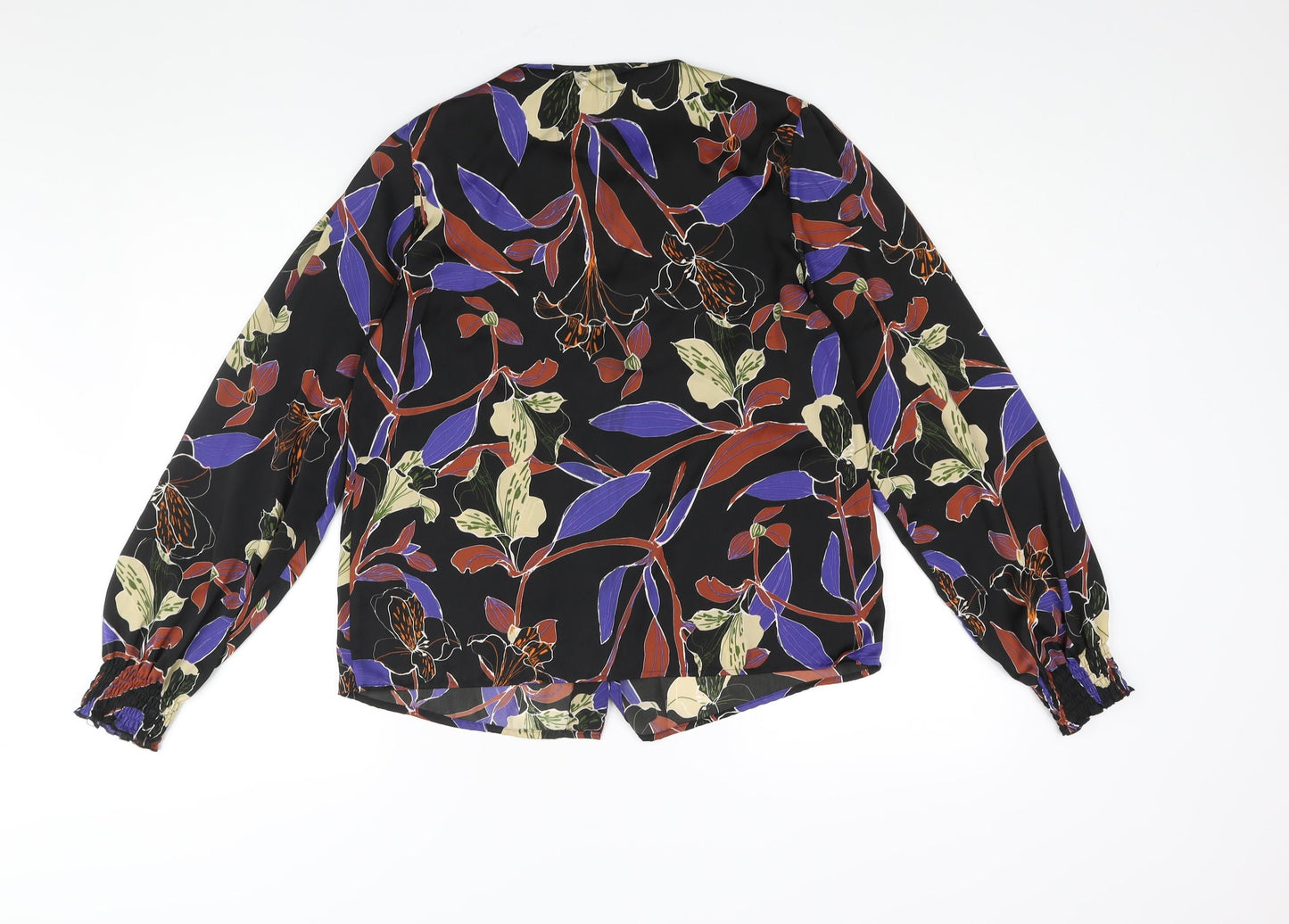 Mango Womens Multicoloured Floral Polyester Basic Blouse Size S V-Neck - Tie Detail