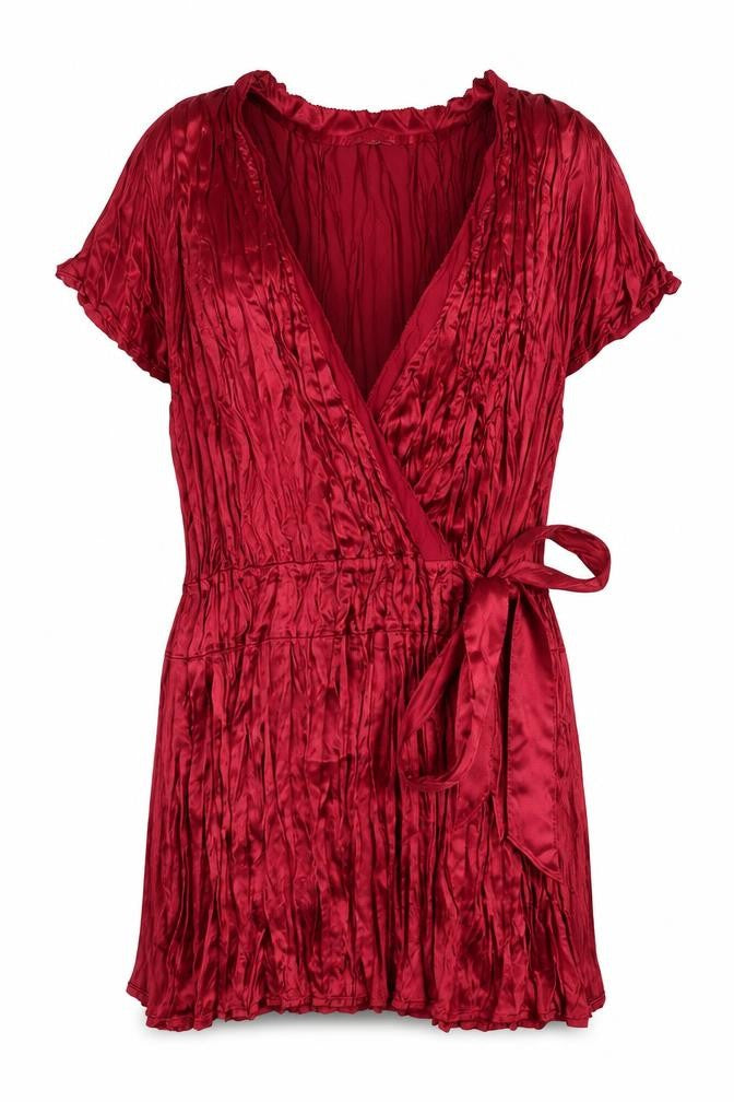 Autograph Womens Red Polyester Basic Blouse Size 14 V-Neck - Bow Detail
