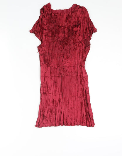 Back view of Autograph women’s red polyester basic blouse, size UK 14, v-neck - bow detail