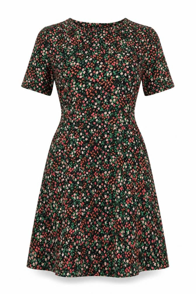 Marks & Spencer Womens Multicoloured Floral Polyester A-Line Size 10 V-Neck Zip